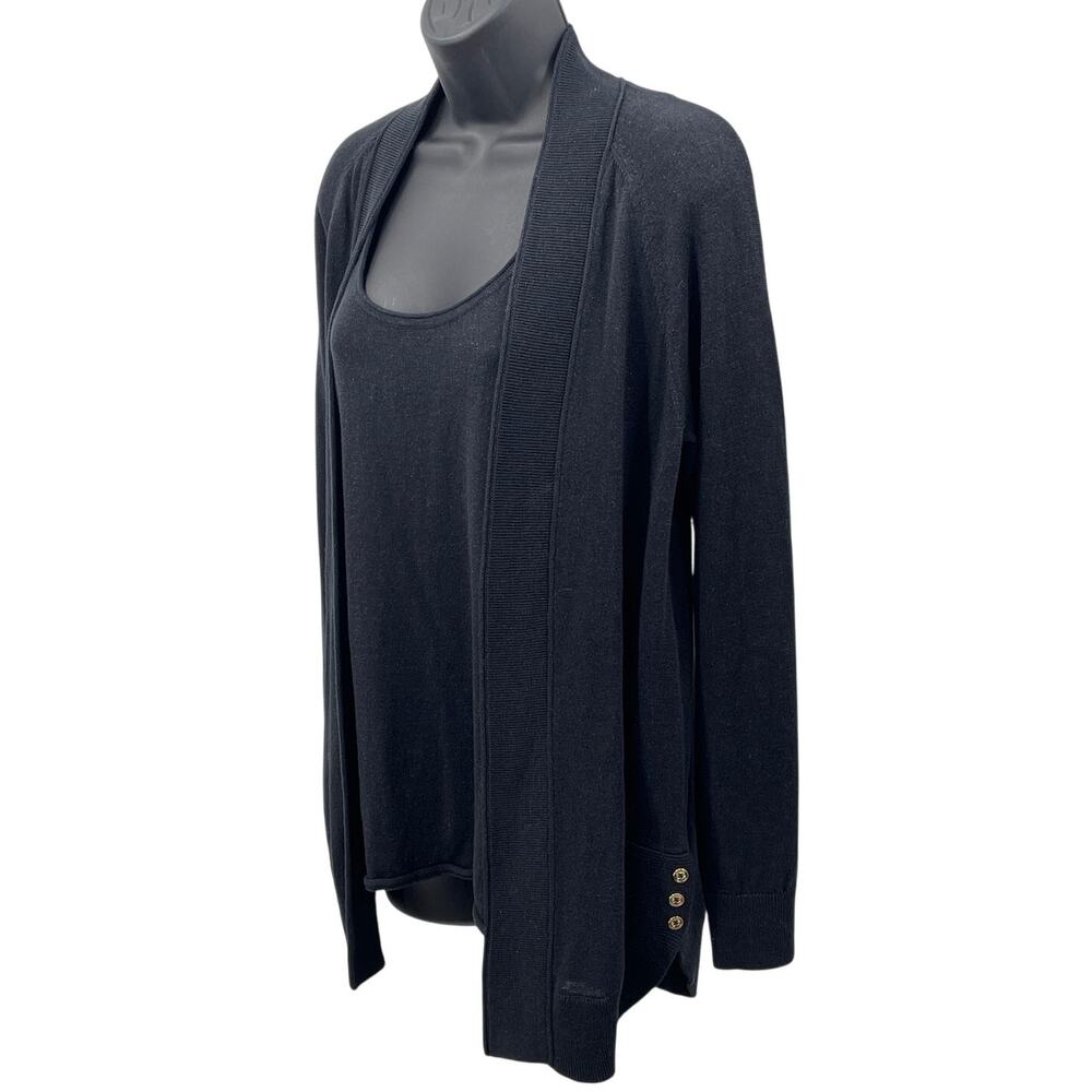 Lilly Pulitzer 2 Pc Set Black Silver Metallic Shell Top & Cardigan Women's S